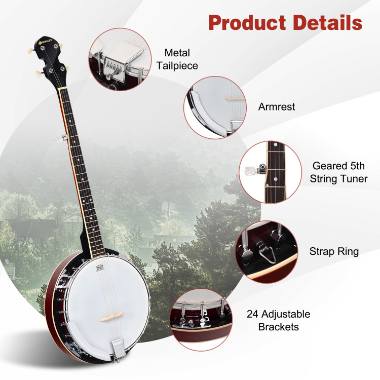 Sonart 5 String Geared Tunable Banjo with caseCostway Gallery View 10 of 10