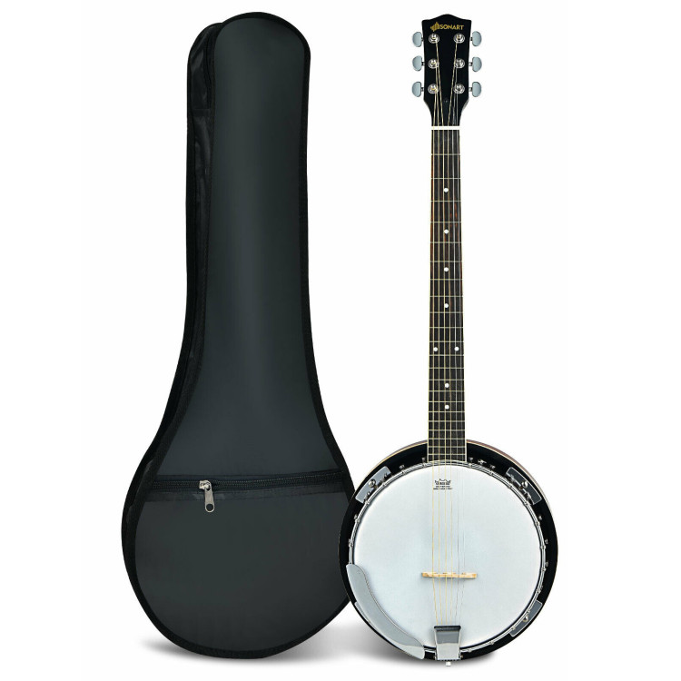 39 Inch Sonart Full-Size 6-string 24 Bracket Professional Banjo Instrument with Open BackCostway Gallery View 1 of 11