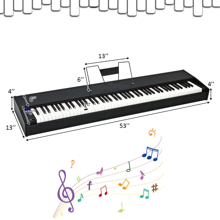 88-Key Full Size Digital Piano Weighted Keyboard with Sustain Pedal-BlackCostway Gallery View 5 of 13