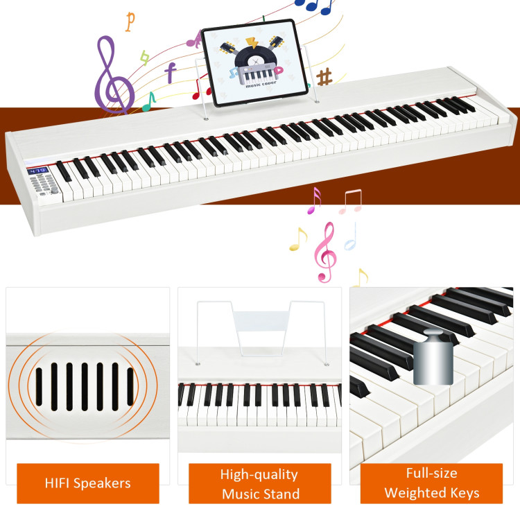 88-Key Full Size Digital Piano Weighted Keyboard with Sustain Pedal-WhiteCostway Gallery View 7 of 12