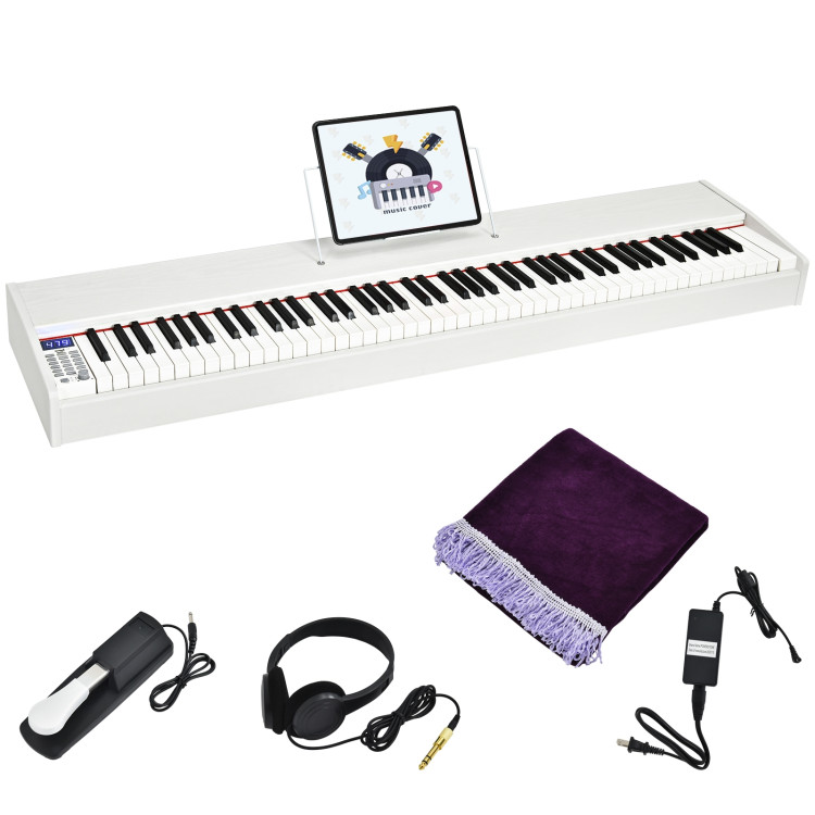 88-Key Full Size Digital Piano Weighted Keyboard with Sustain Pedal-WhiteCostway Gallery View 1 of 12