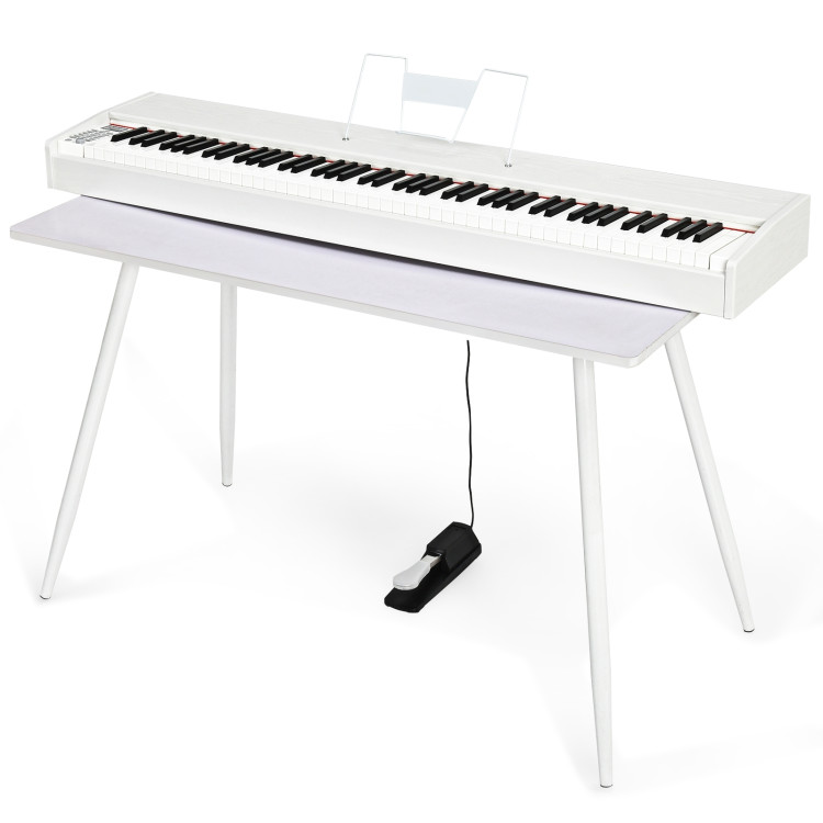 88-Key Full Size Digital Piano Weighted Keyboard with Sustain Pedal-WhiteCostway Gallery View 4 of 12