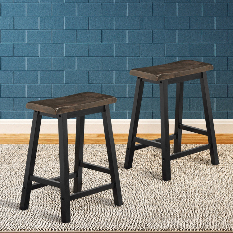 24 Inch Height Set of 2 Home Kitchen Dining Room Bar Stools-GrayCostway Gallery View 2 of 6