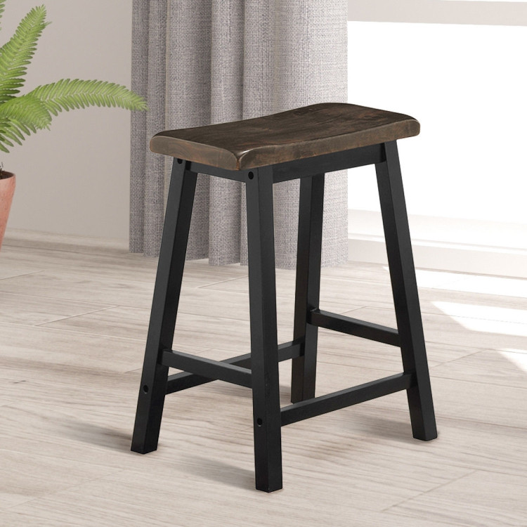 24 Inch Height Set of 2 Home Kitchen Dining Room Bar Stools-GrayCostway Gallery View 3 of 6