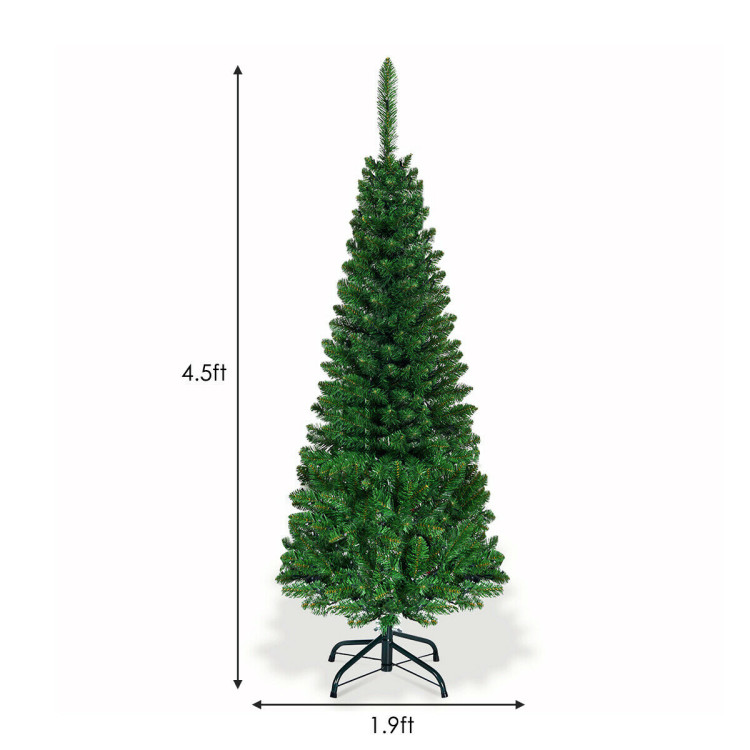 6.5/7.5 Feet Prelit Pencil Christmas Tree with 250 LED Lights - Costway