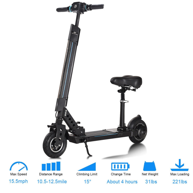 Foldable Electric Scooter with Removable Seat LEDCostway Gallery View 6 of 10