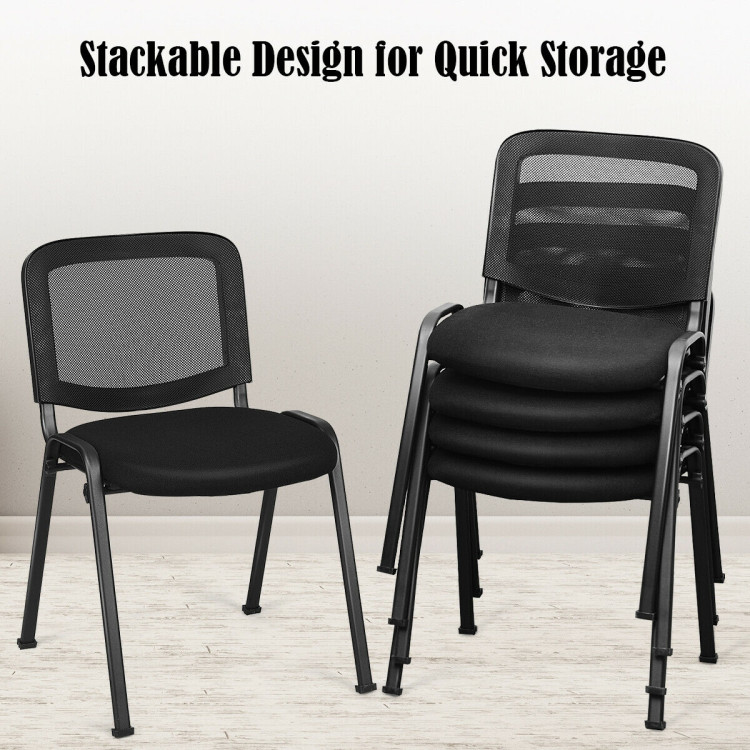 Set of 5 Stackable Conference Chairs with Mesh BackCostway Gallery View 11 of 11