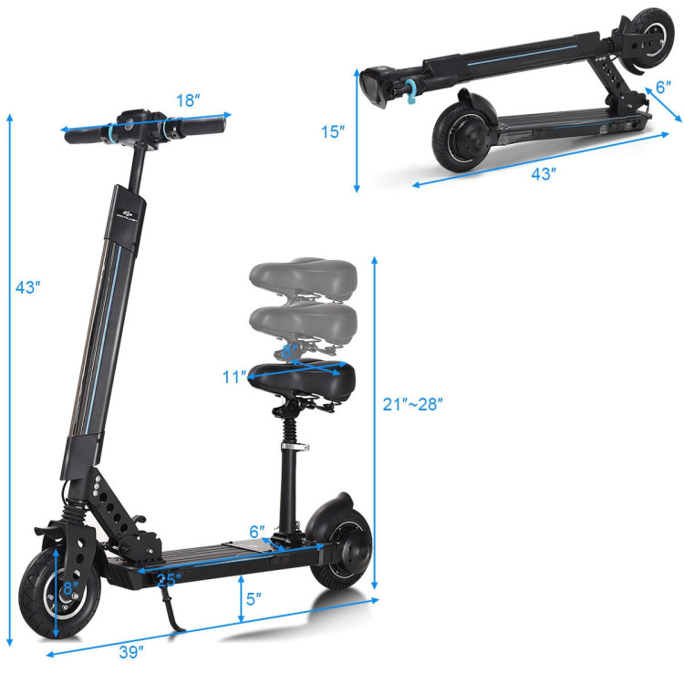 Foldable Electric Scooter with Removable Seat LEDCostway Gallery View 4 of 10