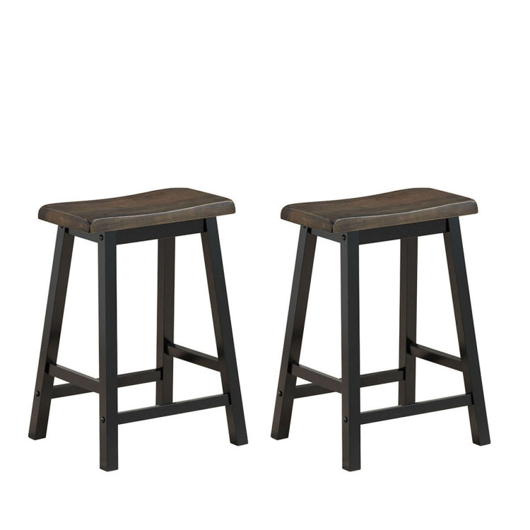 24 Inch Height Set of 2 Home Kitchen Dining Room Bar Stools-GrayCostway Gallery View 1 of 6