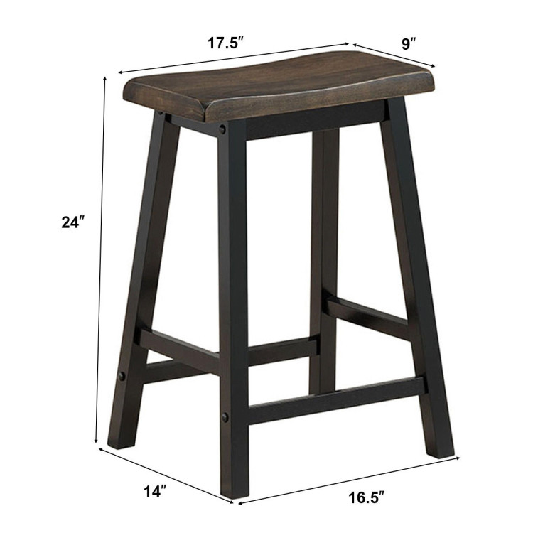 24 Inch Height Set of 2 Home Kitchen Dining Room Bar Stools-GrayCostway Gallery View 6 of 6