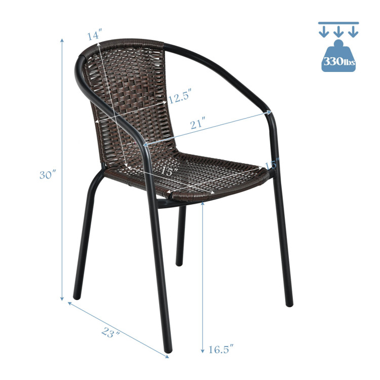 Patio Rattan Dining Chair with Curved Backrest for Yard Garden-BrownCostway Gallery View 4 of 10