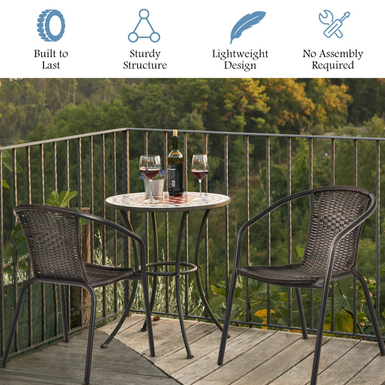 Patio Rattan Dining Chair with Curved Backrest for Yard Garden-BrownCostway Gallery View 3 of 10