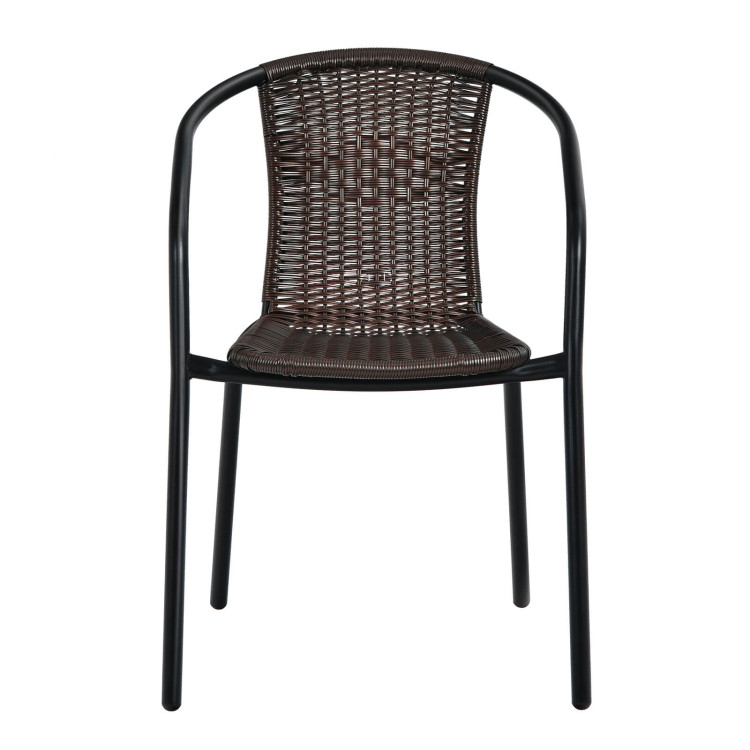 Patio Rattan Dining Chair with Curved Backrest for Yard Garden-BrownCostway Gallery View 7 of 10