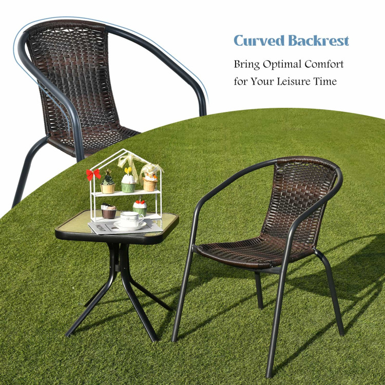 Patio Rattan Dining Chair with Curved Backrest for Yard Garden-BrownCostway Gallery View 8 of 10