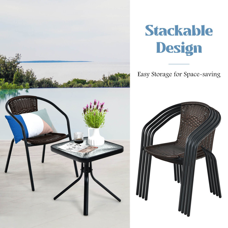 Patio Rattan Dining Chair with Curved Backrest for Yard Garden-BrownCostway Gallery View 5 of 10