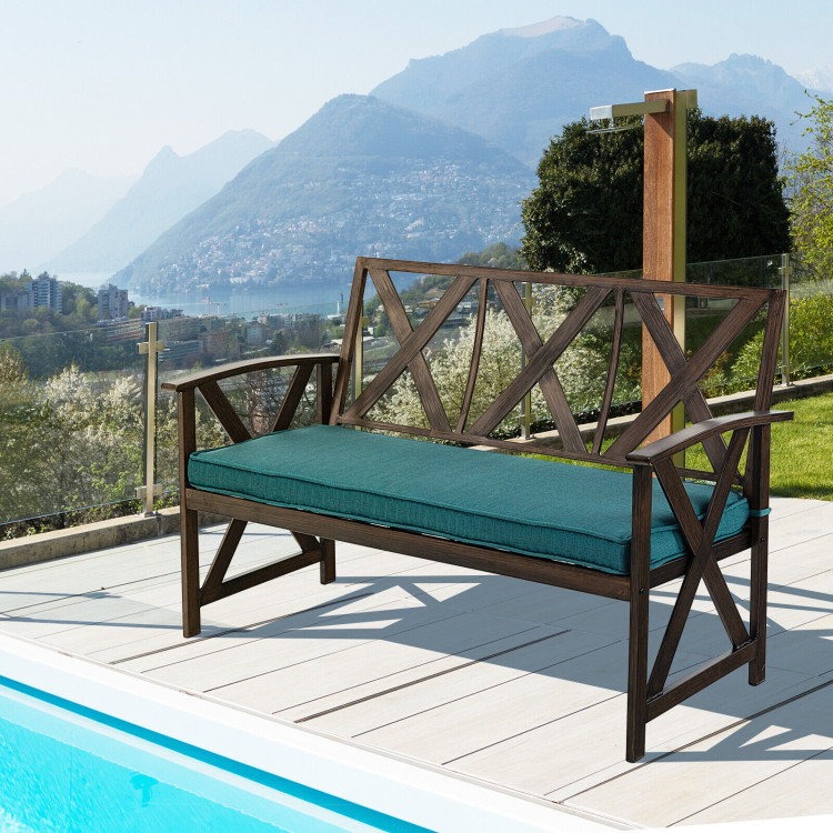 Outdoor Garden Bench with Detachable Sponge-Padded Cushion-BrownCostway Gallery View 2 of 10