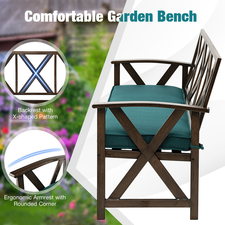 Outdoor Garden Bench with Detachable Sponge-Padded Cushion-BrownCostway Gallery View 5 of 10