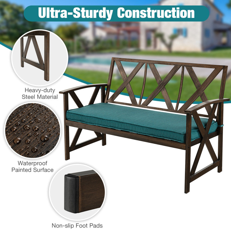 Outdoor Garden Bench with Detachable Sponge-Padded Cushion-BrownCostway Gallery View 3 of 10