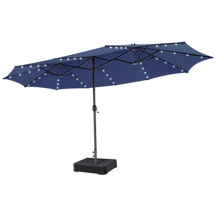 15 Feet Double-Sided Patio Umbrella with 48 LED Lights - Gallery View 1 of 10