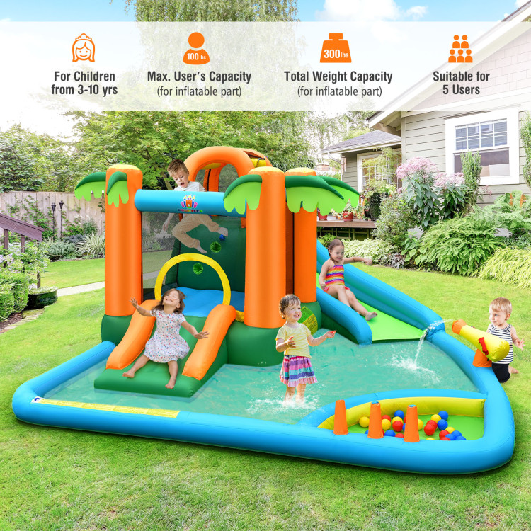 Inflatable Water Slide Park with Upgraded Handrail without BlowerCostway Gallery View 2 of 11