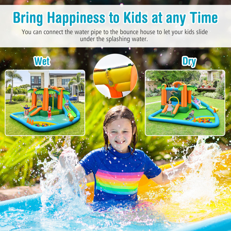 Inflatable Water Slide Park with Upgraded Handrail without BlowerCostway Gallery View 5 of 11