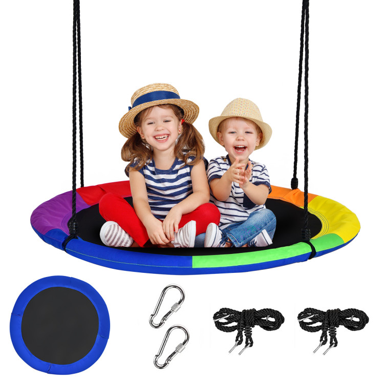 40 Inch Flying Saucer Tree Swing with 2 Hanging Straps for Kids-BlueCostway Gallery View 1 of 10