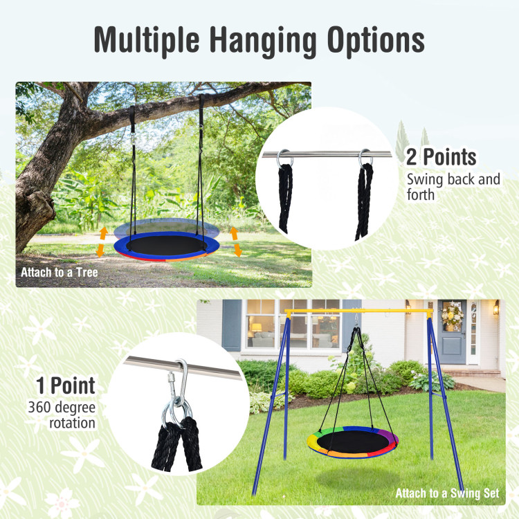 40 Inch Flying Saucer Tree Swing with 2 Hanging Straps for Kids-BlueCostway Gallery View 10 of 10