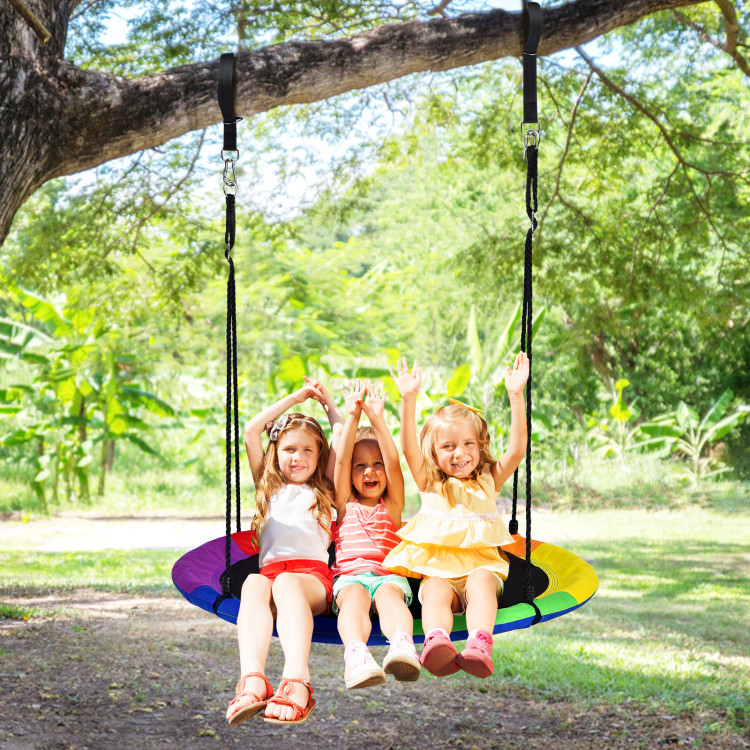 40 Inch Flying Saucer Tree Swing with 2 Hanging Straps for Kids-BlueCostway Gallery View 6 of 10