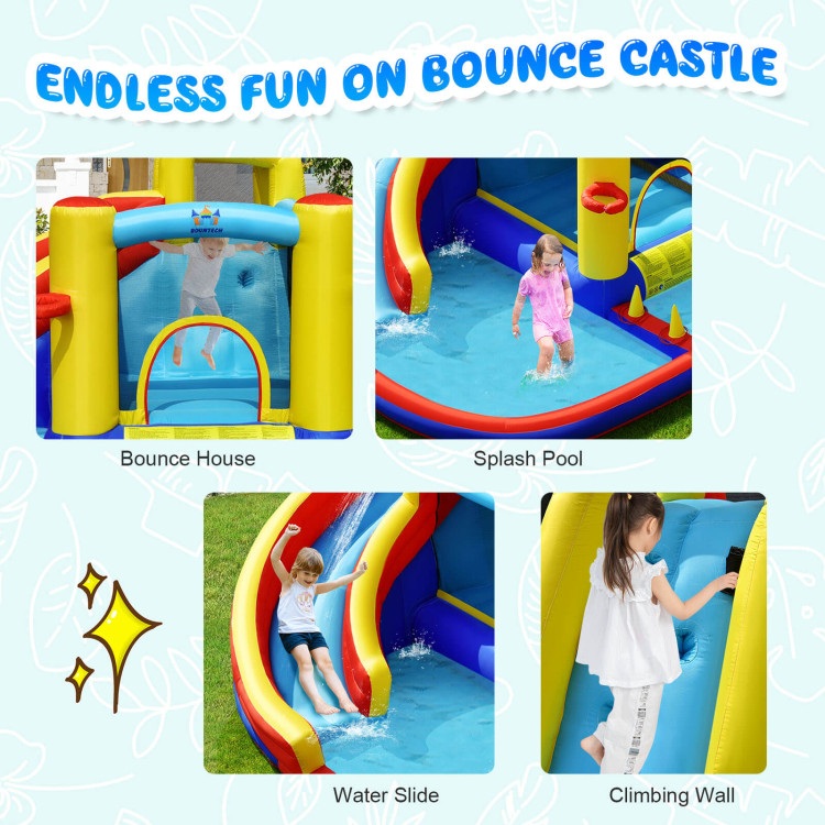 7-in-1 Inflatable Water Slide Bounce Castle with Splash Pool and Climbing Wall without BlowerCostway Gallery View 11 of 11