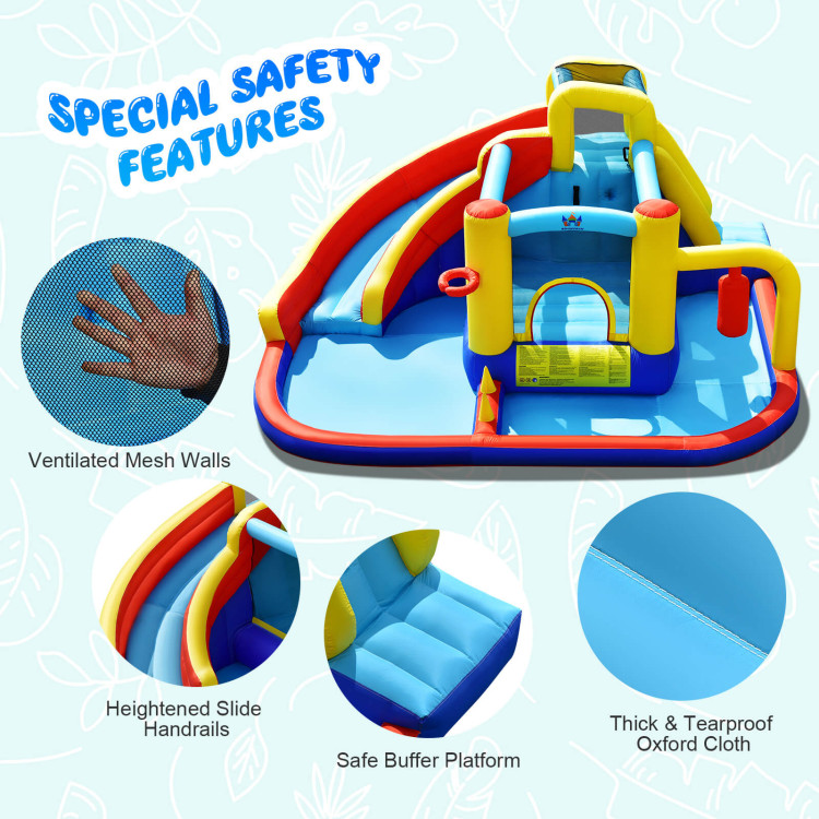 7-in-1 Inflatable Water Slide Bounce Castle with Splash Pool and Climbing Wall without BlowerCostway Gallery View 7 of 11