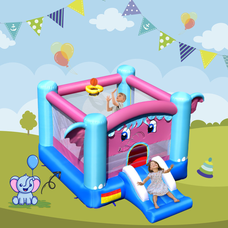 3-in-1 Elephant Theme Inflatable Castle without BlowerCostway Gallery View 2 of 10