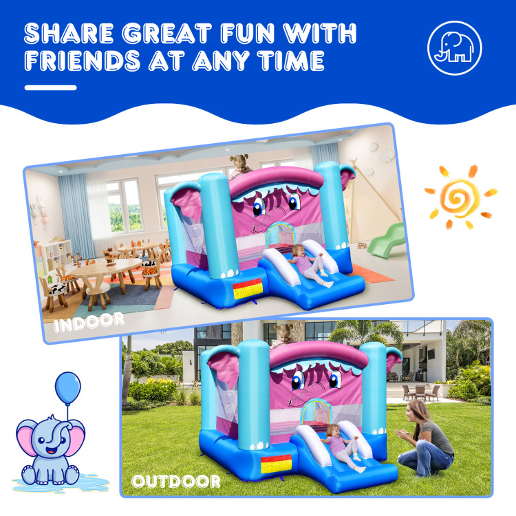 3-in-1 Elephant Theme Inflatable Castle without BlowerCostway Gallery View 3 of 10