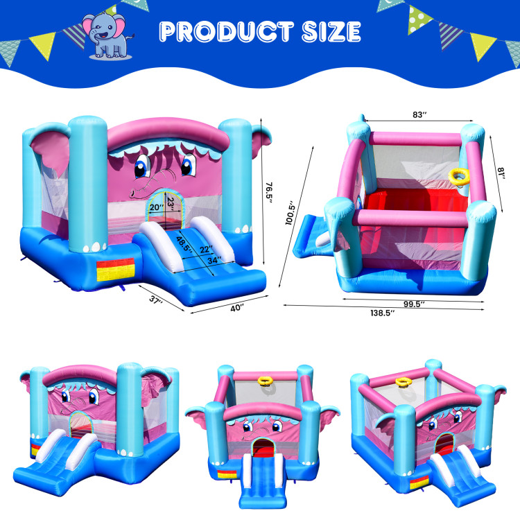 3-in-1 Elephant Theme Inflatable Castle without BlowerCostway Gallery View 4 of 10