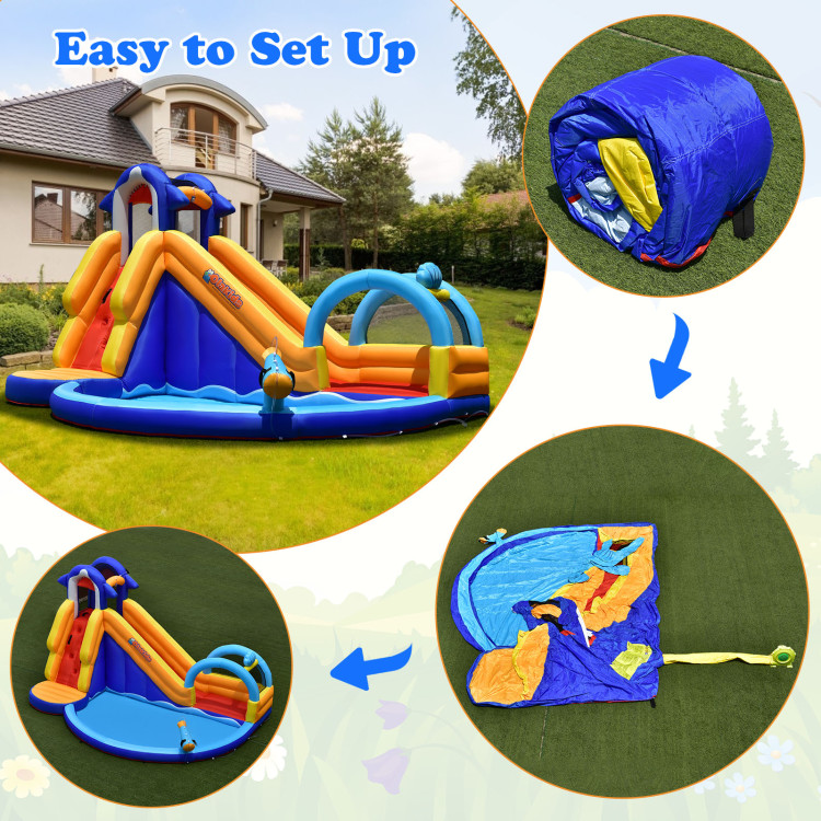 Inflatable Bouncy House with Slide and Splash Pool without BlowerCostway Gallery View 6 of 11