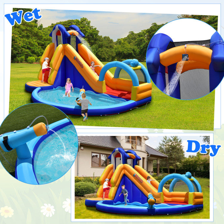 Inflatable Bouncy House with Slide and Splash Pool without BlowerCostway Gallery View 3 of 11