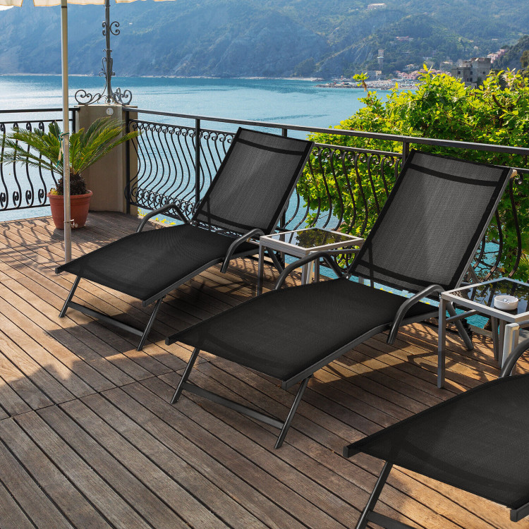 2 Pieces Outdoor Chaise Lounge with 5-Position Adjustable Backrest-BlackCostway Gallery View 6 of 9