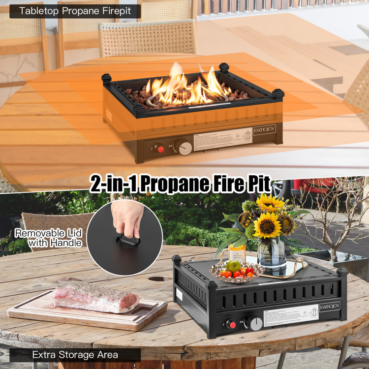 16.5 Inch Tabletop Propane Fire Pit with Simple Ignition System-BlackCostway Gallery View 3 of 9