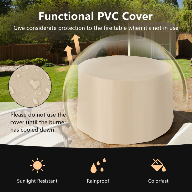 36 Inch Round Concrete Propane Fire Pit Table with Lava Rocks PVC Cover 50000 BTUCostway Gallery View 8 of 10
