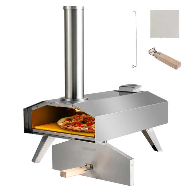 Outdoor Pizza Oven aidpiza 12 Wood Pellet Pizza Ovens With Rotatable Round  Pizza Stone Portable Wood Fired with Built-in Thermometer Pizza Stove for