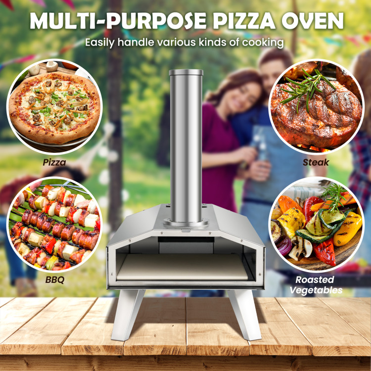 Master Cook 12 in Wood Pellet Pizza Oven Wood Fired Pizza Maker Portable  Stainless Steel Pizza Grill