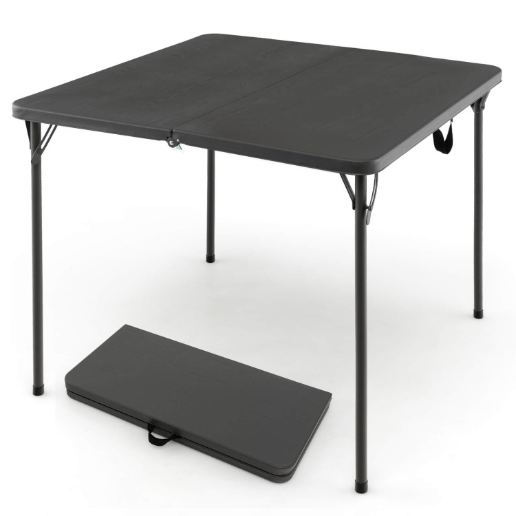 Folding Camping Table with All-Weather HDPE Tabletop and Rustproof Steel Frame-GrayCostway Gallery View 1 of 10