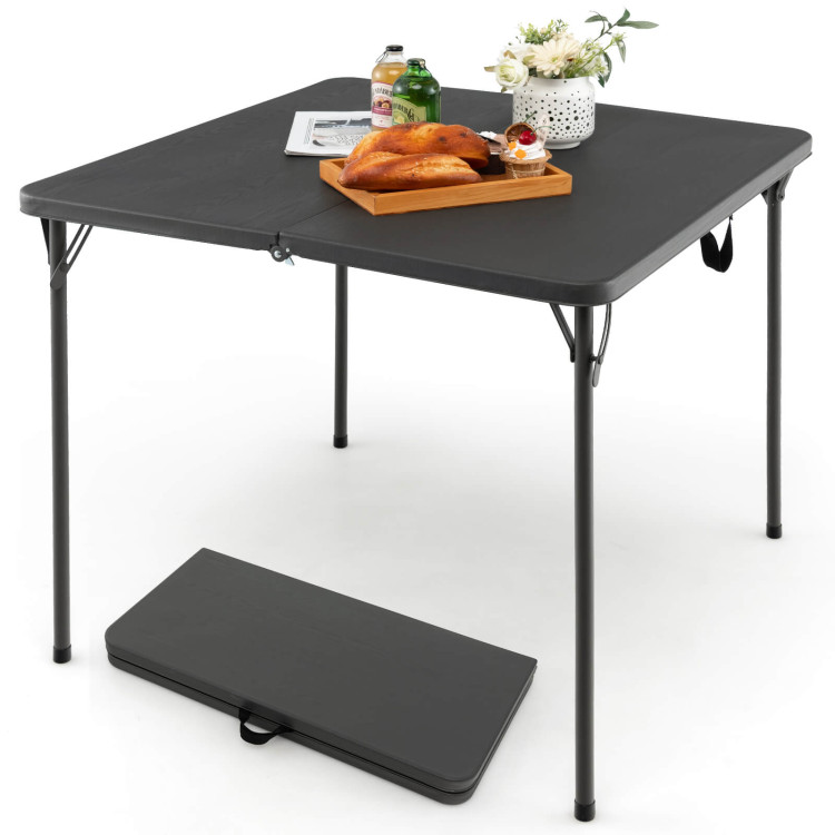 Folding Camping Table with All-Weather HDPE Tabletop and Rustproof Steel Frame-GrayCostway Gallery View 7 of 10