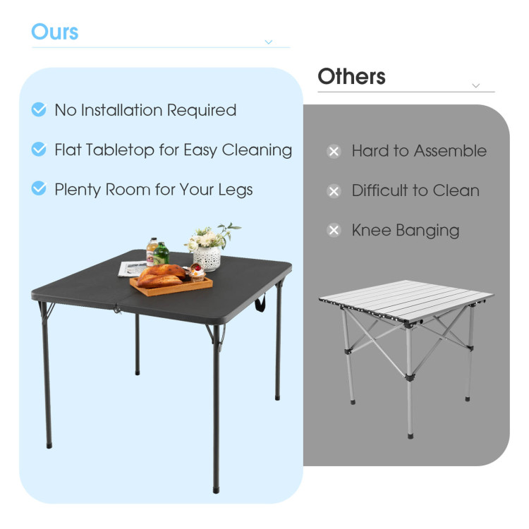 Folding Camping Table with All-Weather HDPE Tabletop and Rustproof Steel Frame-GrayCostway Gallery View 8 of 10