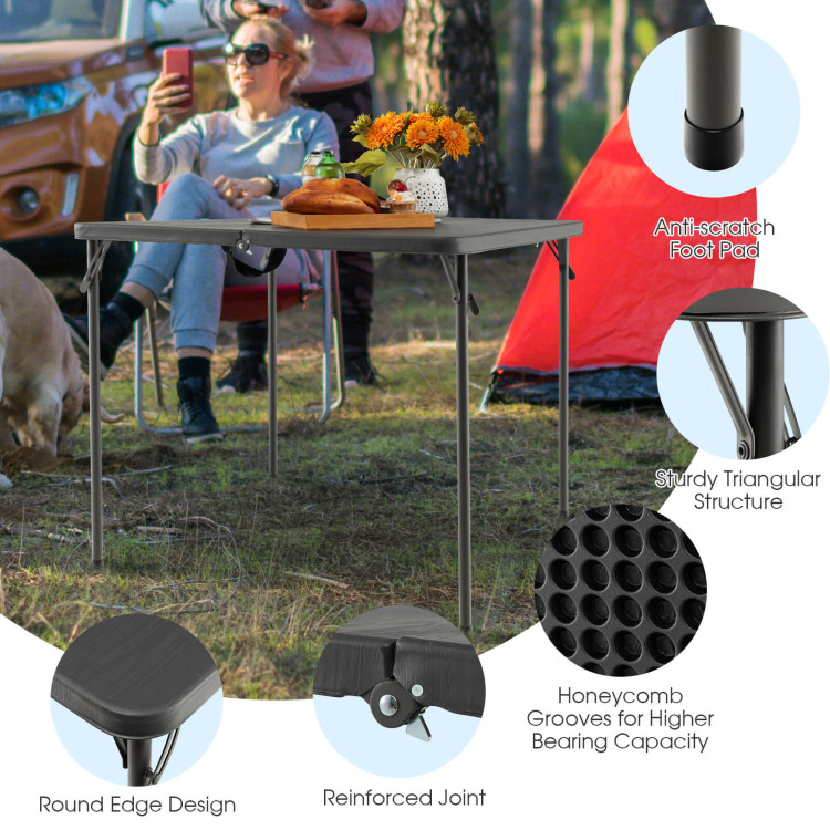 Folding Camping Table with All-Weather HDPE Tabletop and Rustproof Steel Frame-GrayCostway Gallery View 9 of 10