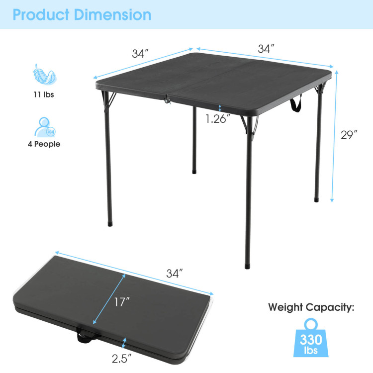 Folding Camping Table with All-Weather HDPE Tabletop and Rustproof Steel Frame-GrayCostway Gallery View 4 of 10