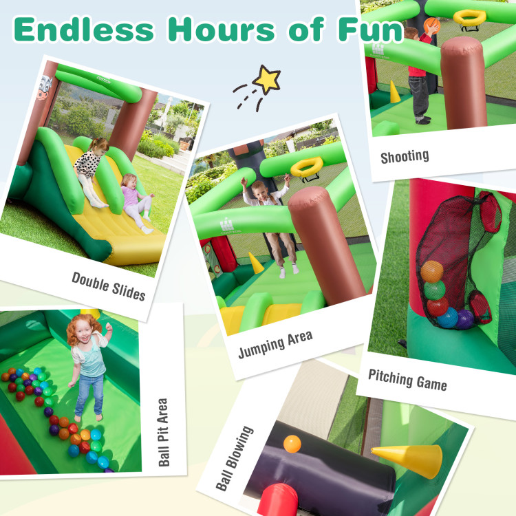 Farm Themed 6-in-1 Inflatable Castle with Trampoline and 735W BlowerCostway Gallery View 10 of 11
