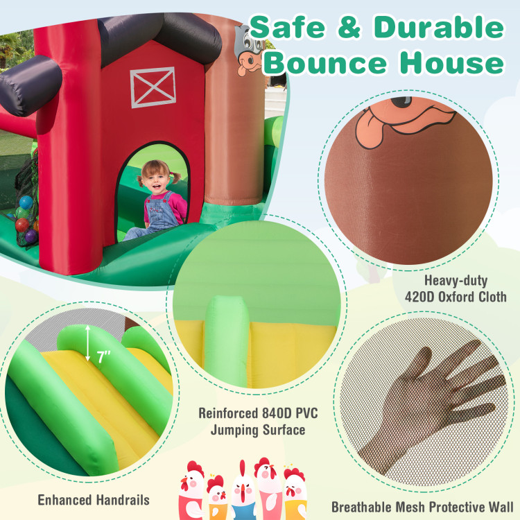 Farm Themed 6-in-1 Inflatable Castle with Trampoline and 735W BlowerCostway Gallery View 11 of 11