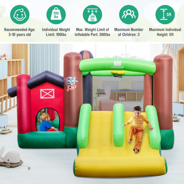 Farm Themed 6-in-1 Inflatable Castle with Trampoline and 735W BlowerCostway Gallery View 5 of 11