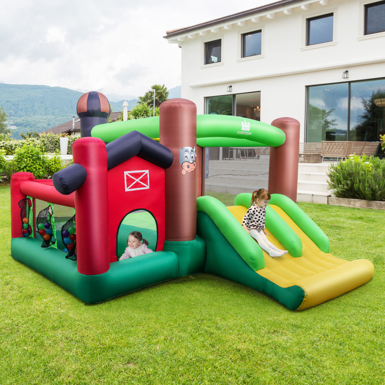 Farm Themed 6-in-1 Inflatable Castle with Trampoline and 735W BlowerCostway Gallery View 7 of 11