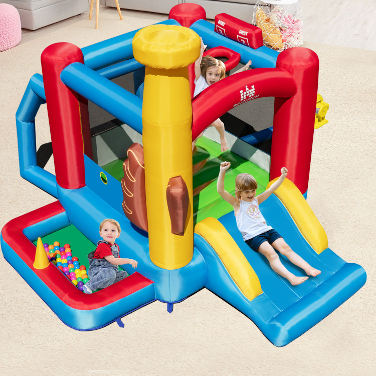 Baseball Themed Inflatable Bounce House with Ball Pit and Ocean BallsCostway Gallery View 2 of 10